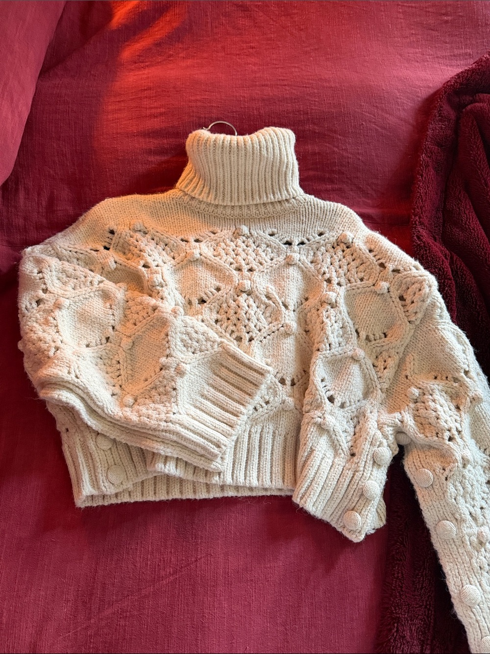 Turtleneck Chunky Knit Sweater - Cream